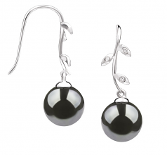 9-10mm Di Tahiti Orecchini en Honora Nero