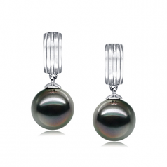 9-10mm Di Tahiti Orecchini en Perla Kia Nero