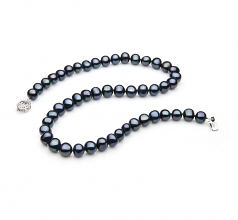 7-8mm di Perle Acqua Dolce Collana en Singolo Nero