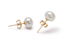 6-7mm di Perle Acqua Dolce Orecchini en Bianco