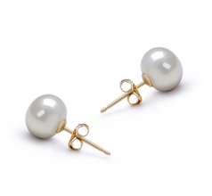 7-8mm di Perle Acqua Dolce Orecchini en Bianco