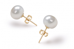 7-8mm di Perle Acqua Dolce Orecchini en Bianco