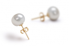 7-8mm di Perle Acqua Dolce Orecchini en Bianco