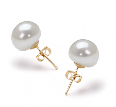 9-10mm di Perle Acqua Dolce Orecchini en Bianco