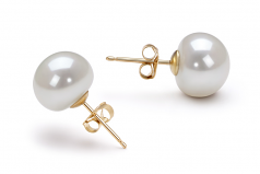 9-10mm di Perle Acqua Dolce Orecchini en Bianco