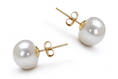 9-10mm di Perle Acqua Dolce Orecchini en Bianco