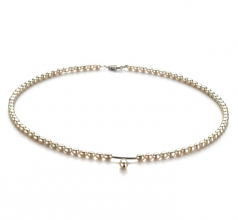 3-4mm di Perle Acqua Dolce Collana en Goccia Bianco