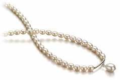3-4mm di Perle Acqua Dolce Collana en Goccia Bianco