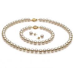 6.5-7mm Akoya Giapponese Parure en Bianco