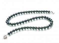 6.5-7mm Akoya Giapponese Collana en Nero