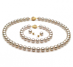 7.5-8mm Akoya Giapponese Parure en Bianco