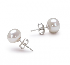 7-8mm di Perle Acqua Dolce Orecchini en Bianco