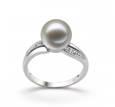 9-10mm di Perle Acqua Dolce Anello en Carolina Bianco