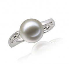 9-10mm di Perle Acqua Dolce Anello en Carolina Bianco