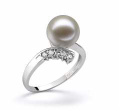 9-10mm di Perle Acqua Dolce Anello en Grazia Bianco