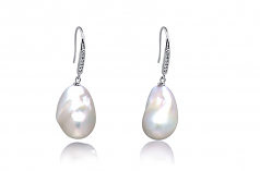 14-15mm di Perle Acqua Dolce - Edison Orecchini en Edison Amo Barocco Bianco