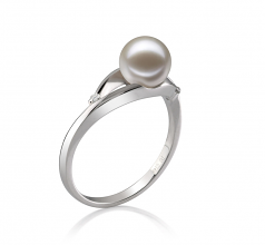 6-7mm di Perle Acqua Dolce Anello en Tanya Bianco