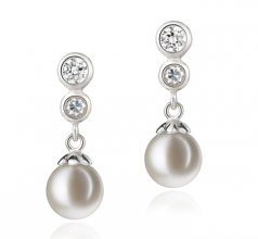 7-8mm di Perle Acqua Dolce Orecchini en Ragazzina Bianco