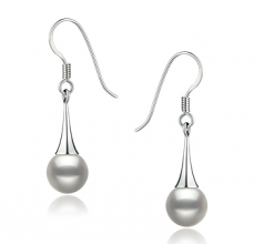 7-8mm di Perle Acqua Dolce Orecchini en Sandra Bianco