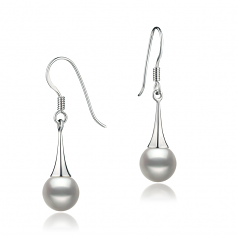 7-8mm di Perle Acqua Dolce Orecchini en Sandra Bianco