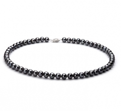 6-7mm di Perle Acqua Dolce Collana en Nero