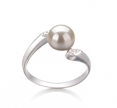 6-7mm di Perle Acqua Dolce Anello en Dana Bianco
