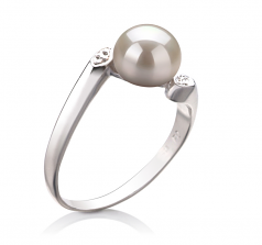 6-7mm di Perle Acqua Dolce Anello en Dana Bianco