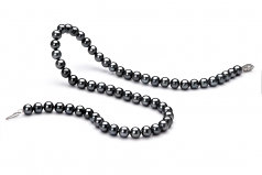 6-7mm di Perle Acqua Dolce Collana en Nero