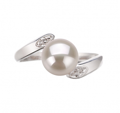 6-7mm di Perle Acqua Dolce Anello en Dana Bianco