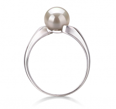 6-7mm di Perle Acqua Dolce Anello en Dana Bianco