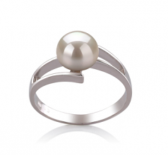 7-8mm di Perle Acqua Dolce Anello en Jenna Bianco