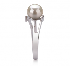 7-8mm di Perle Acqua Dolce Anello en Jenna Bianco