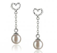 6-7mm di Perle Acqua Dolce Orecchini en Edda Bianco
