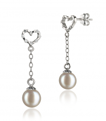 6-7mm di Perle Acqua Dolce Orecchini en Edda Bianco