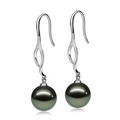 10-11mm Di Tahiti Orecchini en Olivia Perle Pendenti Nero