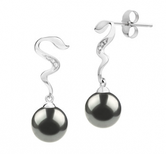 8-9mm Di Tahiti Orecchini en Tamara Nero