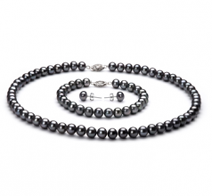6-7mm di Perle Acqua Dolce Parure en Nero