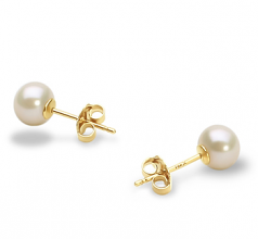 5-6mm di Perle Acqua Dolce Orecchini en Bianco