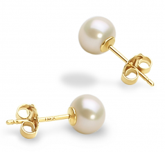 5-6mm di Perle Acqua Dolce Orecchini en Bianco