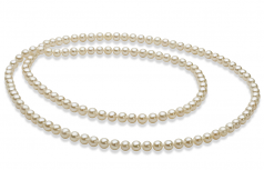 5-6mm di Perle Acqua Dolce Collana en 30 pollici Bianco