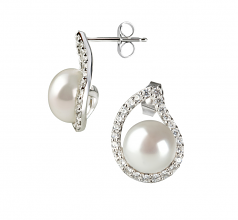 9-10mm di Perle Acqua Dolce Orecchini en Isabella Bianco