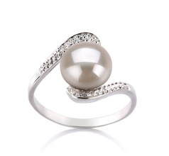 9-10mm di Perle Acqua Dolce Anello en Chantal Bianco