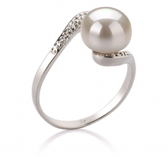 9-10mm di Perle Acqua Dolce Anello en Chantal Bianco