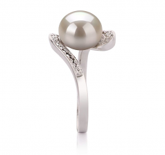 9-10mm di Perle Acqua Dolce Anello en Chantal Bianco