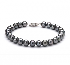 6-7mm di Perle Acqua Dolce Bracciale en Nero
