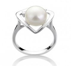 9-10mm di Perle Acqua Dolce Anello en Katie Cuore Bianco