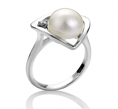 9-10mm di Perle Acqua Dolce Anello en Katie Cuore Bianco