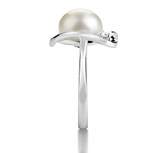 9-10mm di Perle Acqua Dolce Anello en Katie Cuore Bianco