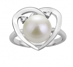 9-10mm di Perle Acqua Dolce Anello en Katie Cuore Bianco