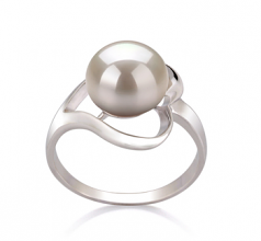 9-10mm di Perle Acqua Dolce Anello en Sara Bianco